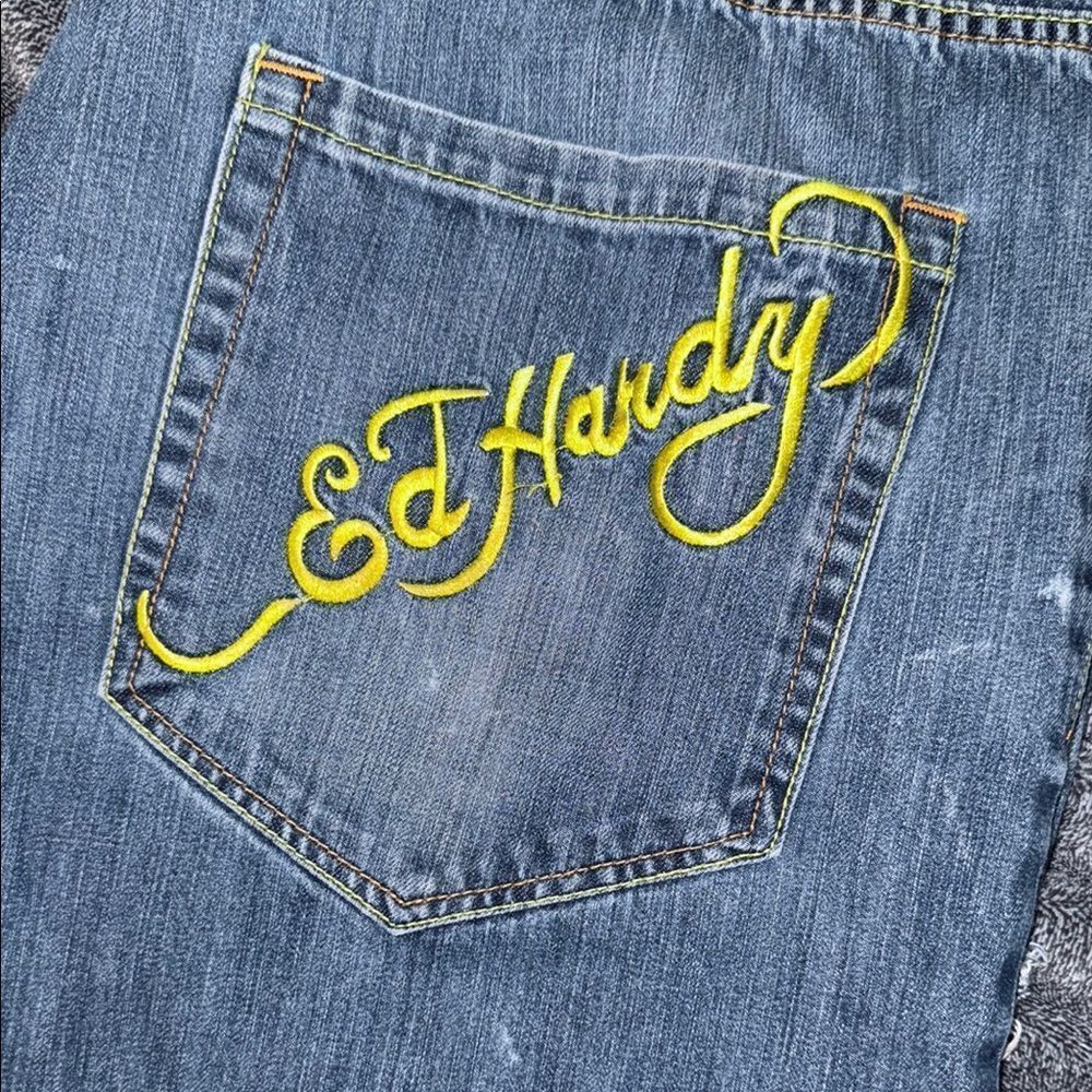 Stylish Blue Denim Jeans with Patchwork - Picture 5 of 13